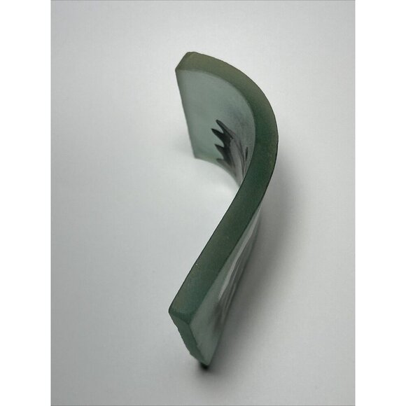 VTG SIKU Aqua Frosted Art Glass Wolf Etching Paperweight Canada Signed E2 - Picture 6 of 10